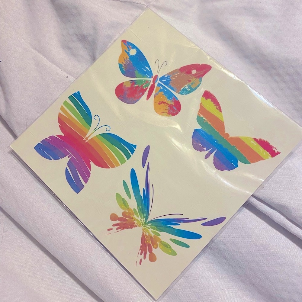 NWT Fiona Tattoos Rainbow Butterfly